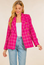 Load image into Gallery viewer, PLAID TEXTURED DOUBLE BREASTED BLAZER
