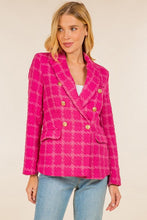 Load image into Gallery viewer, PLAID TEXTURED DOUBLE BREASTED BLAZER
