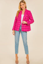 Load image into Gallery viewer, PLAID TEXTURED DOUBLE BREASTED BLAZER
