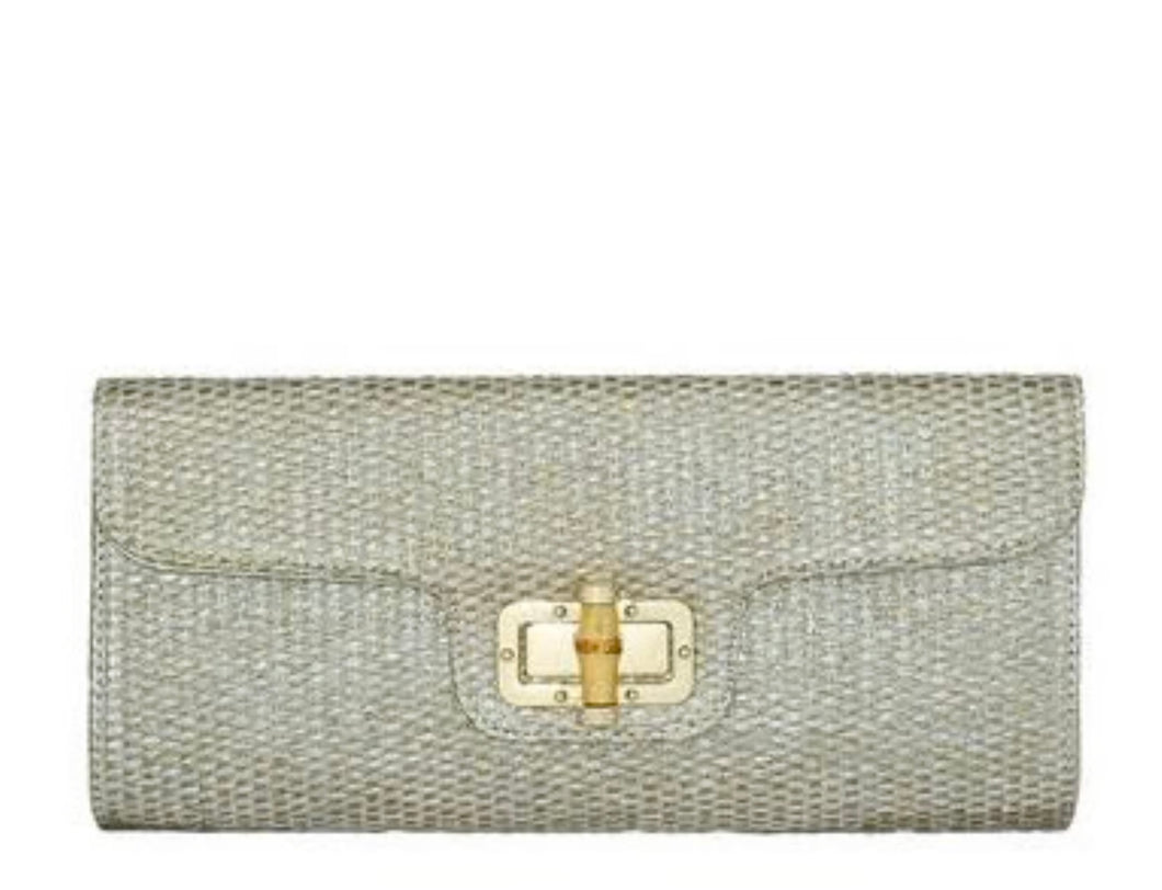 Straw  clutch with chain strap