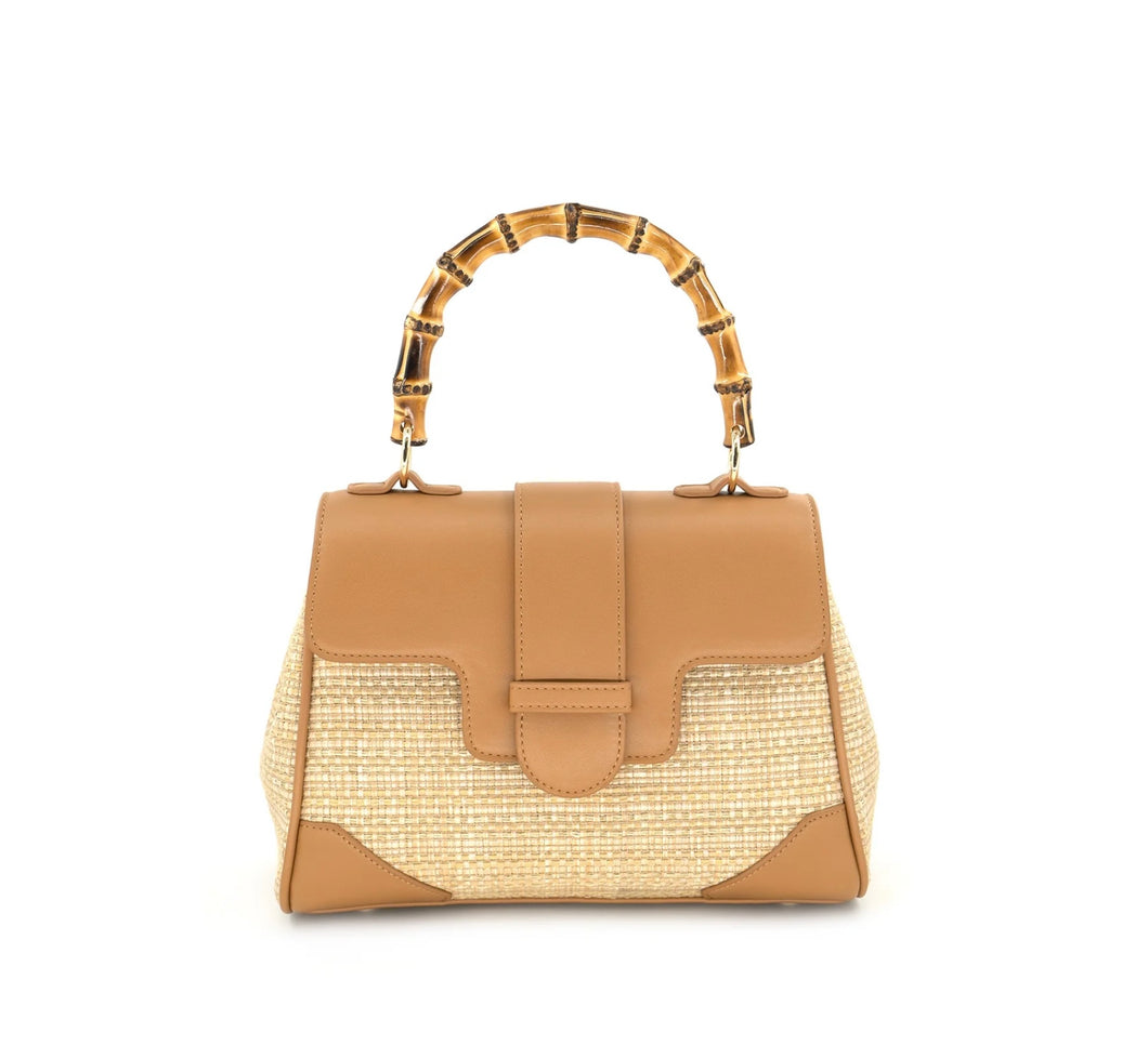 Wicker handbag with strap