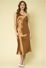 Load image into Gallery viewer, ONE SHOULDER SATIN MIDI DRESS
