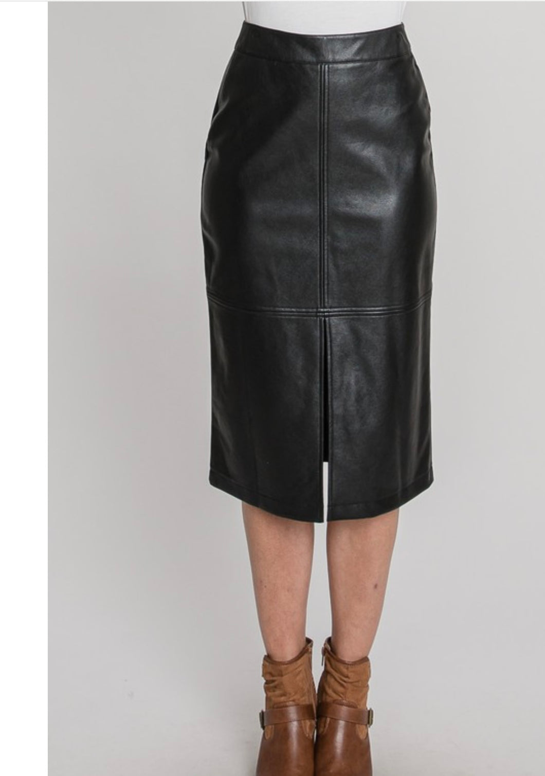 Faux Leather Midi Skirt