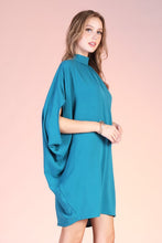 Load image into Gallery viewer, Matte Crepe Mock Neck Caftan Shift Dress
