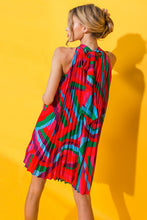 Load image into Gallery viewer, Red &amp; green halter dress
