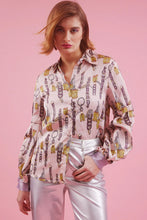 Load image into Gallery viewer, Silk Blend Belt Printed Shirt
