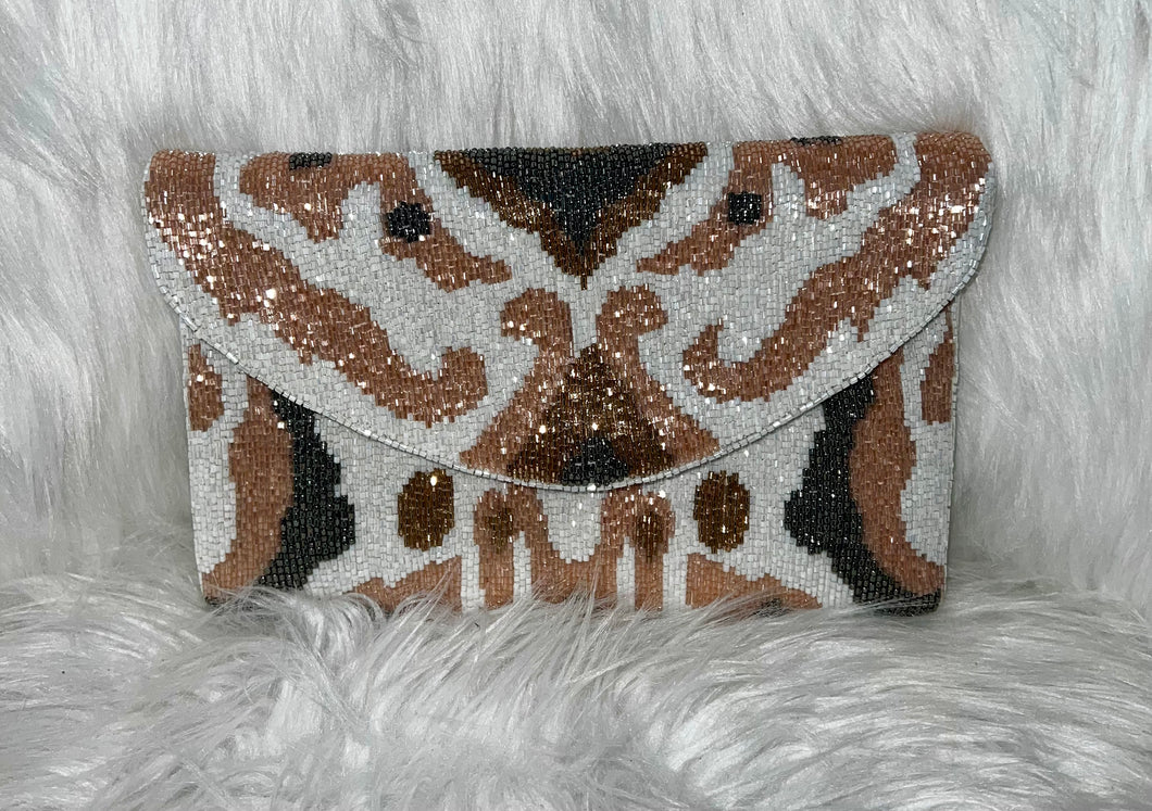 Nude Multi Beaded Clutch