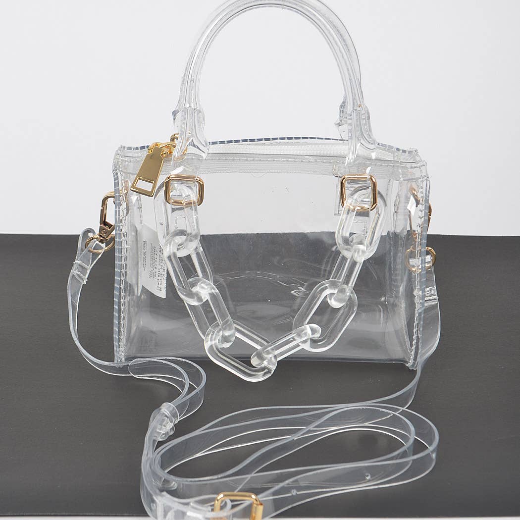 Transparent Mini Duffle Bag W/Acrylic Chain