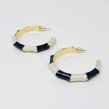 Load image into Gallery viewer, Color Block Bamboo Hoop Earrings
