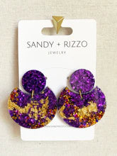 Load image into Gallery viewer, Purple And Gold Royalty Rita earrings
