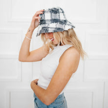 Load image into Gallery viewer, Black Plaid Bucket Hat
