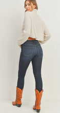 Load image into Gallery viewer, Dark Blue Denim Skinny Jeans with Blow Dry Ankle Flare
