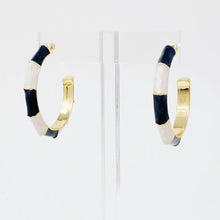 Load image into Gallery viewer, Color Block Bamboo Hoop Earrings
